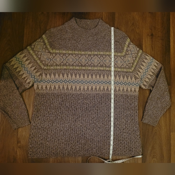 Vtg Woolrich fair isle textured cable mixed knit sweater Women's XL dusty plum - Picture 9 of 9